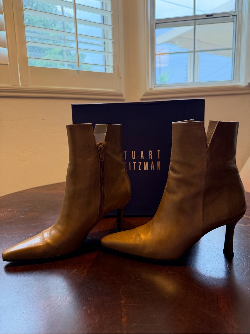 Stuart Weitzman Women’s Gold Metallic “Lust” Stiletto Ankle Booties